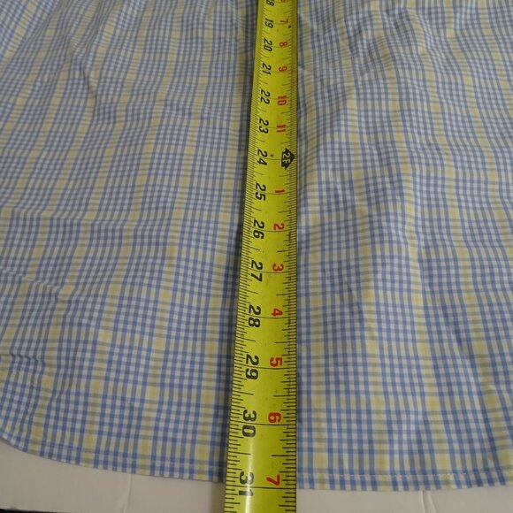 Vineyard Vines Whale Shirt Blue Yellow Plaid Men Size L Long Sleeve Logo - Picture 11 of 11